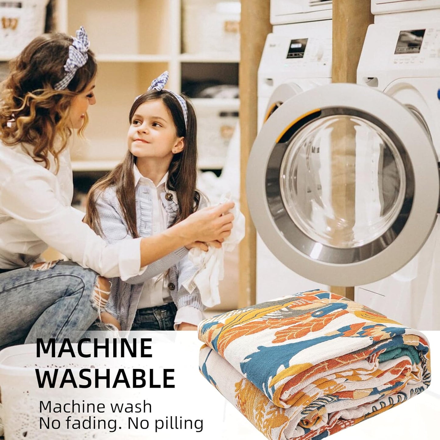 Boho Throw Blanket for Bed - 100% Pure Cotton Ultra Soft Rustic Quilt - Farmhouse Decor Bed Blankets, All Season Rustic Throw for Sofa Couch Chair(91''x 98'', Floral Bird)