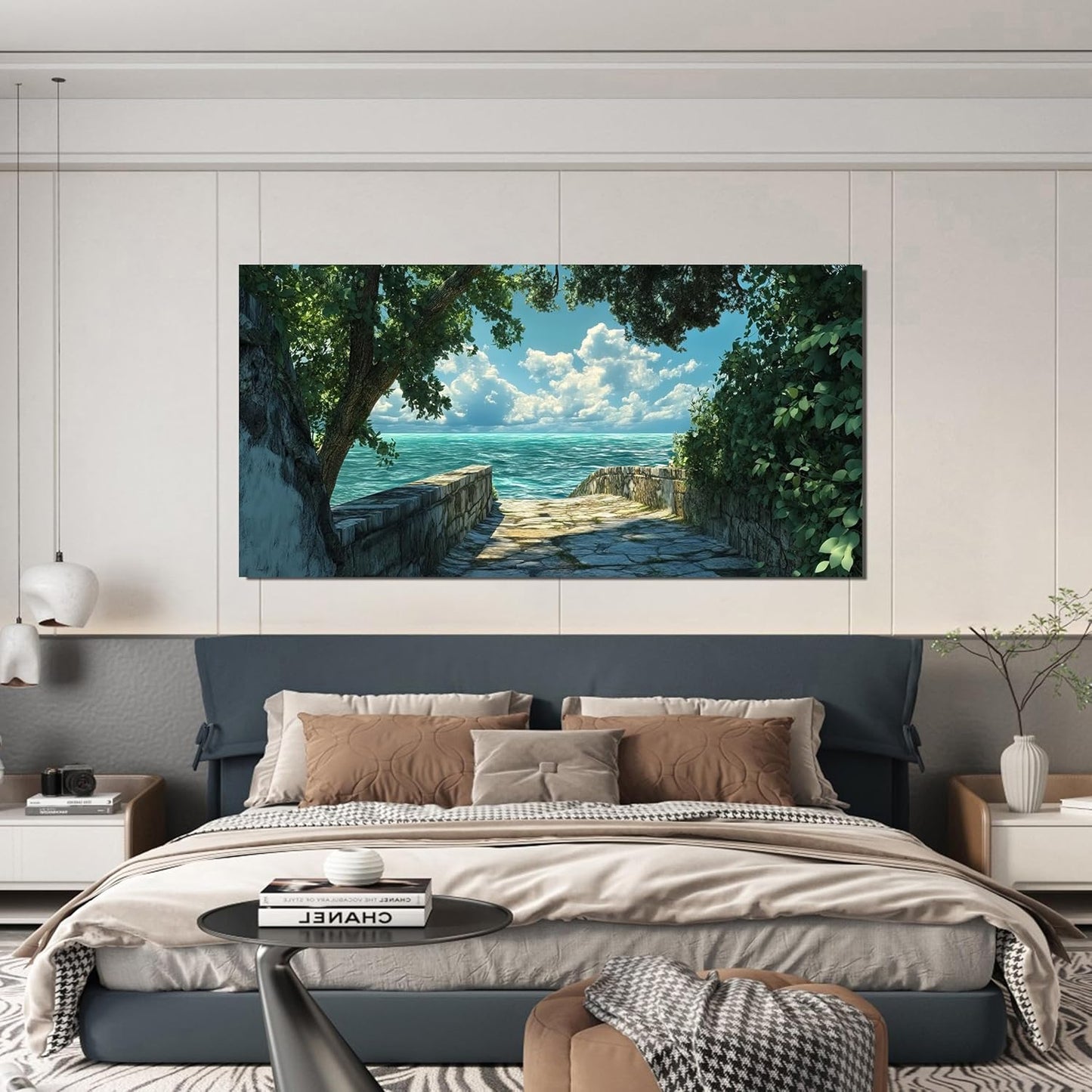 Canvas Wall Art Decor Large Wall Art Pictures for Living Room Canvas Art Wall Decor Landscape Coastal Wall Art Prints Green Artwork for Walls Beachside Art Work for Home Office Decor 24" x 48"