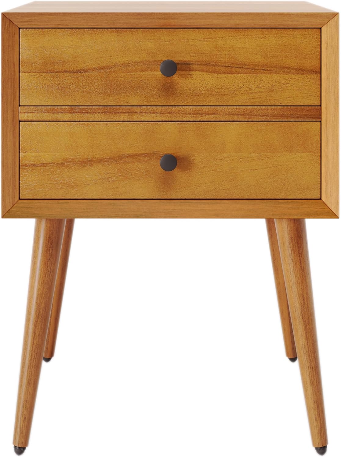 Christopher Knight Home Mid-Century Nightstand, Acacia Wood Nightstand Side Table, Accent Bedside End Table with Solid Wood Legs for Bedroom, Dorm and Small Spaces,Natural Brown