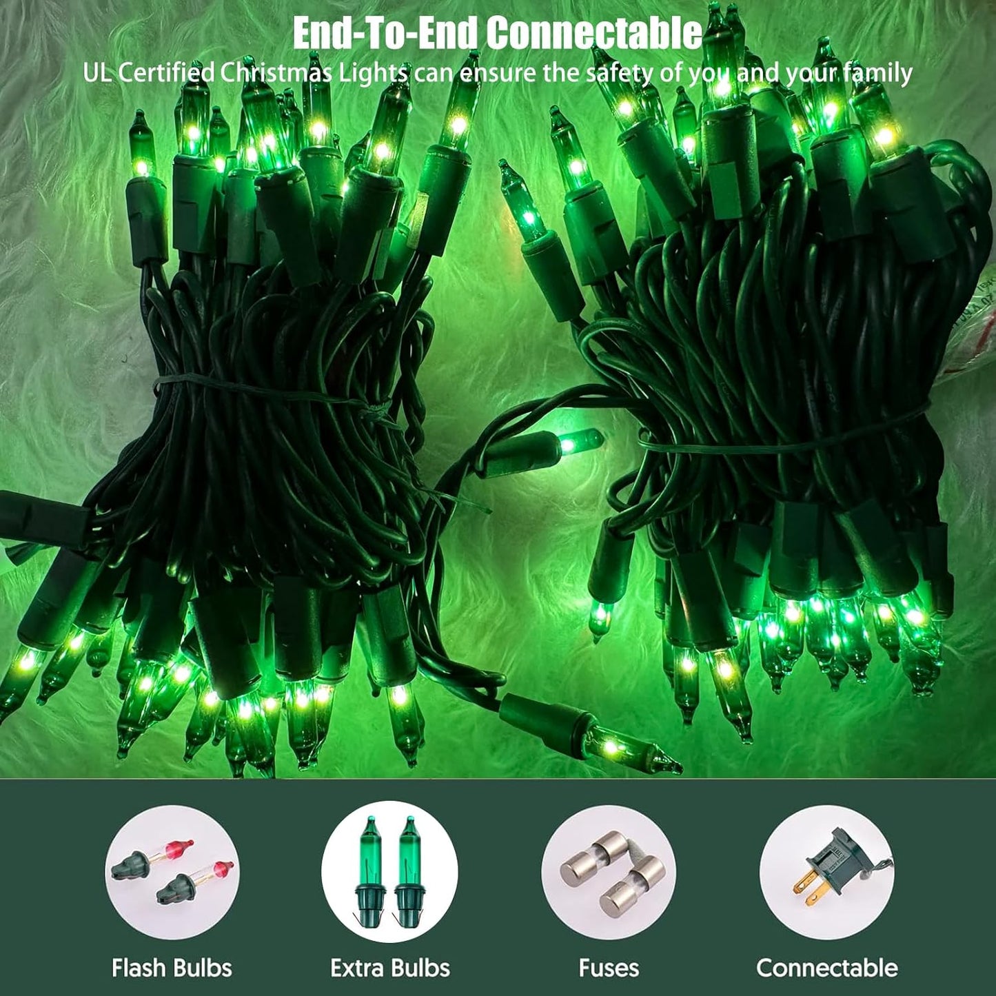 HISHINY Green String Lights 100 Count Mini St Patricks Decorations Lights with Green Wire for Outdoor Christmas Decorations Indoor Decor,UL Certified (21feet)