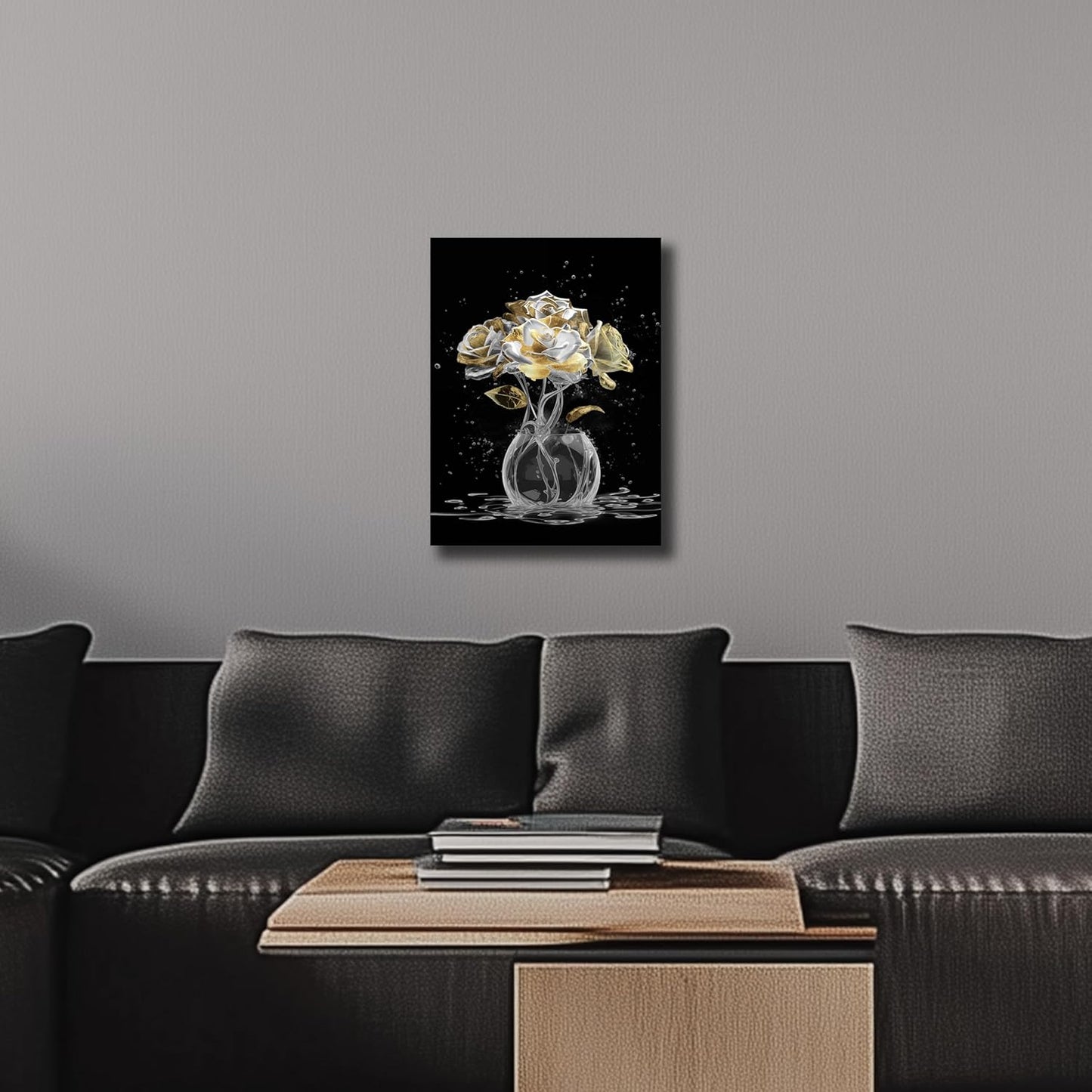 Belmrxne Flower Prints Wall Art White and Gold Canvas Painting Modern Minimalist Decor for Living Room Bedroom Dining Room Office Home Decor 12x16 inch