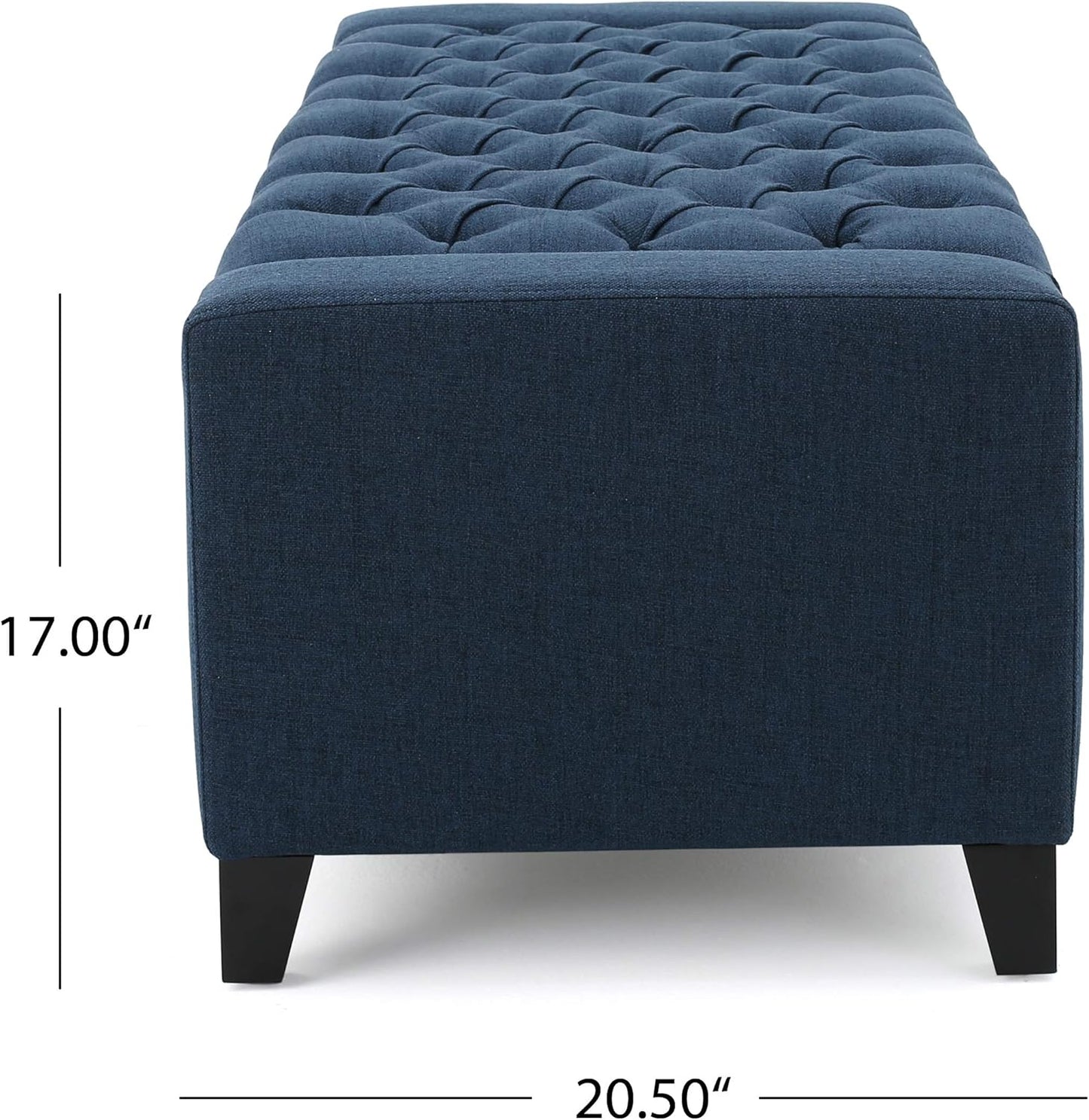 Christopher Knight Home Hikaru Fabric Storage Ottoman, Dark Blue Dimensions: 20.50”D x 51.00”W x 17.00”H
