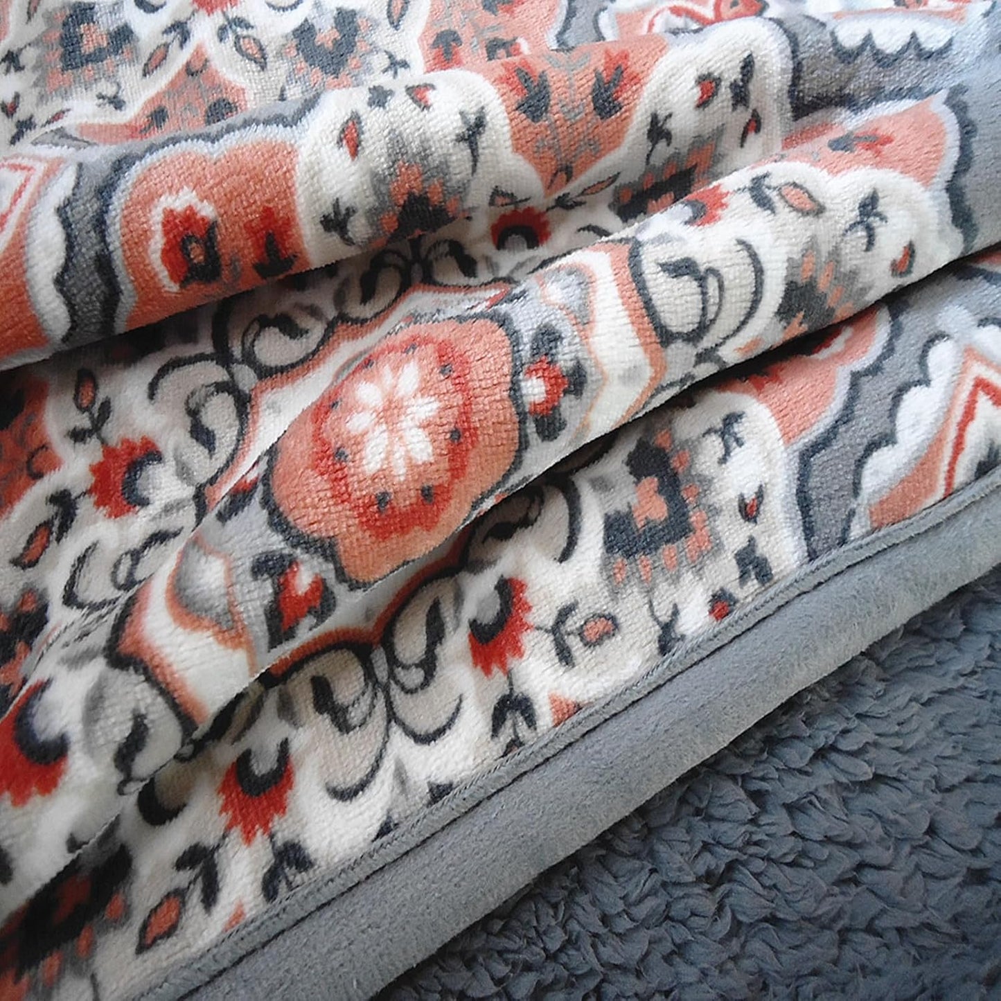 UKELER Floral Sherpa Bed Blanket King Size 90'' x 108'', Native American Cozy Warm Blanket for Bed/Couch/Sofa, Great Gift for Women's Day,Mother's Day,Father's Day,Thanksgiving,Christmas,Birthday