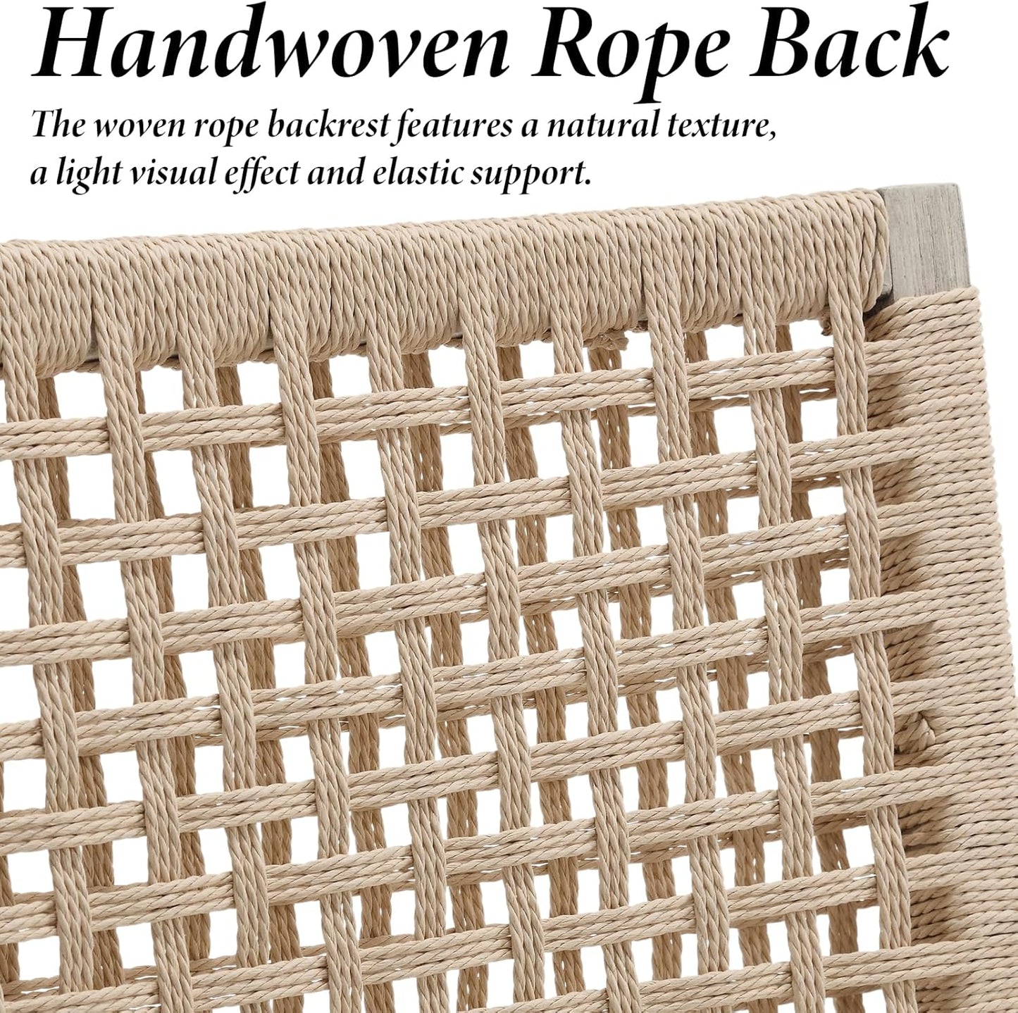 Kmax Farmhouse Dining Chairs Set of 6, Rustic Kitchen Chairs with Linen Fabric Seat and Woven Back, Vintage Accent Chairs for Dining Room, Living Room, Ivory