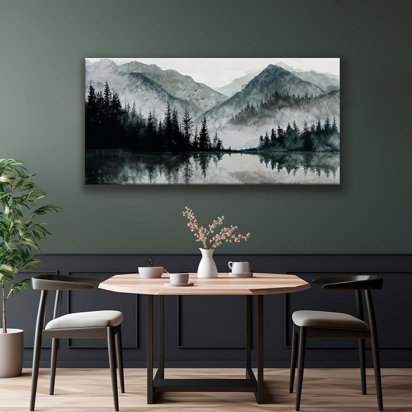 TAIJXAGSG Canvas Art Wall Decor Paintings Art Prints Modern Wall Art For Living Room Decorations Mountain Lake View Landscape Artwork Wall Bedroom Kitchen Office Home Wall Decor Artwork 24"×48"