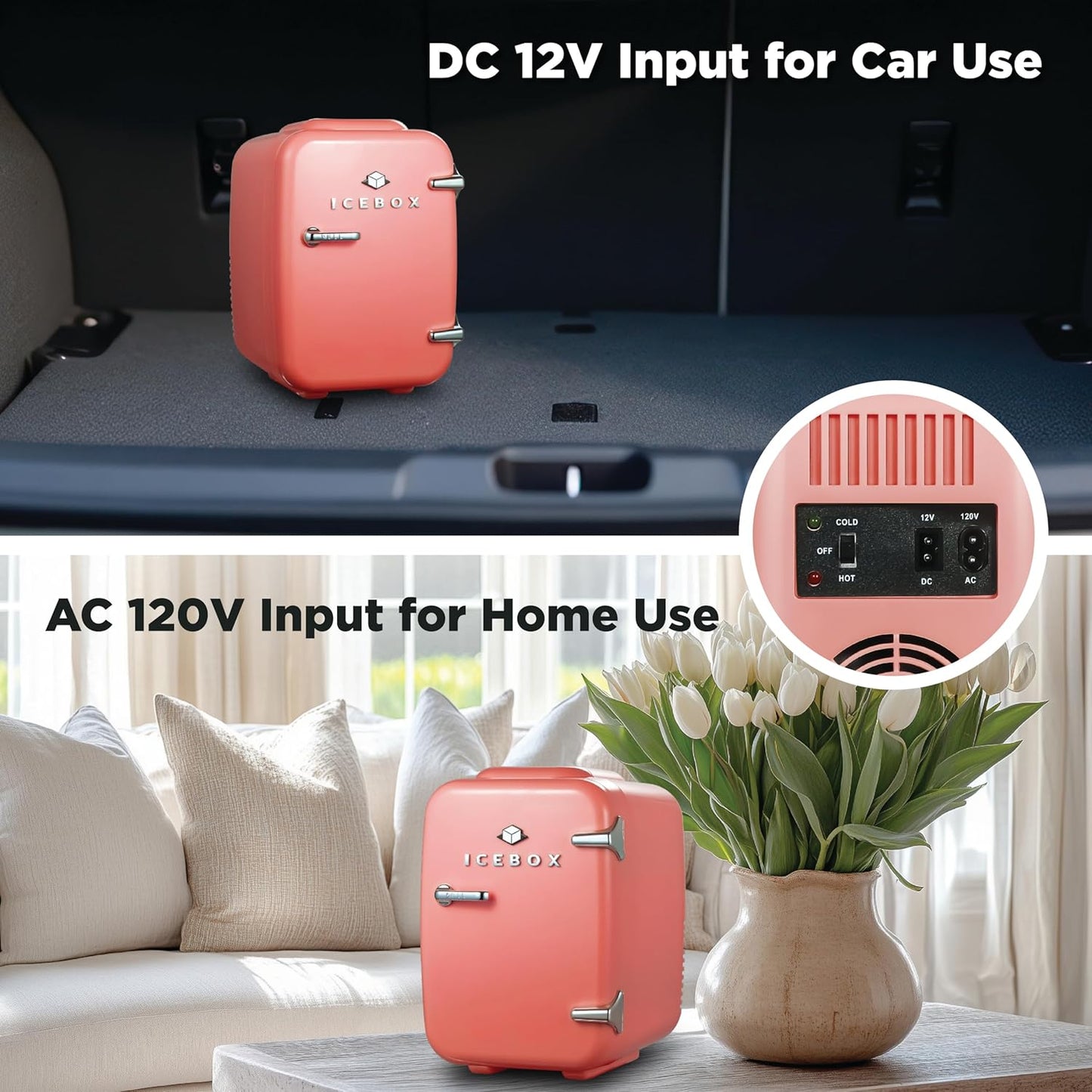 IBMF4BLS Fridge for Bedroom, Skincare, Portable Cooler & Warmer for Makeup, for Office & Home Refrigerator, Mini (4 L / 6-Can), Blush Red