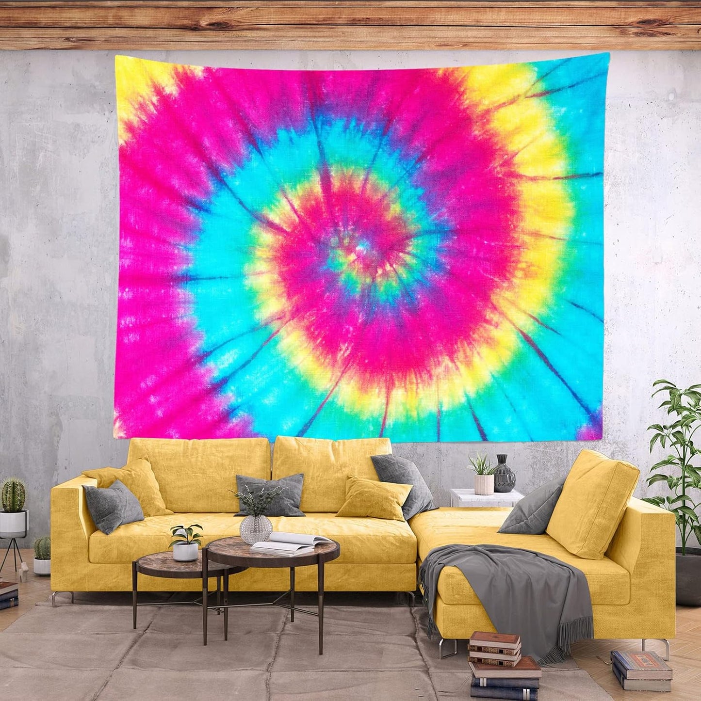 BELECO Tie Dye Tapestry Fabric Wall Hanging 92x70 Inch Groovy Sign Rainbow Tapestry Backdrop Colorful Spiral Tie Dye Party Decorations Tie Dye Art Tapestries for Bedroom Living Room Dorm Decor