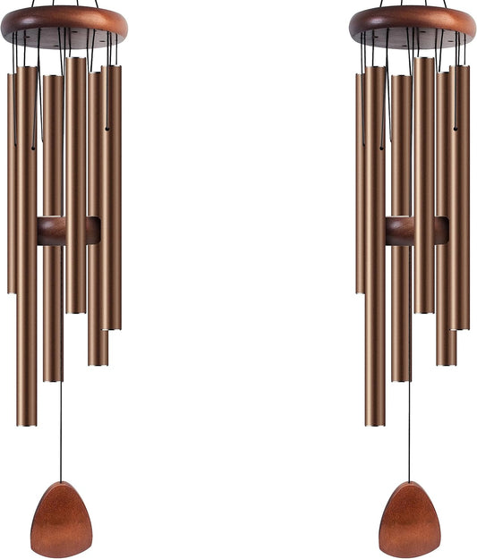 Large Aluminium Wind Chimes 37" Inches to Create a Zen Atmosphere Suitable for Outdoor, Garden, Patio Decoration Wind Chimes with Wind Catcher Suitable as A Gift for Unisex(2 Pack Coffe)