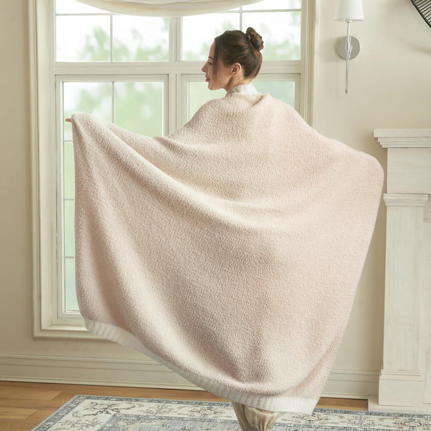 Joiedomi Throw Blanket for Couch Bed Sofa, Beige Knitted Blankets Gifts for Women Mom Girls, Cozy Cute Soft Throw Home Room Decor Aesthetic for Women Mothers Birthday Gifts 50x60 Inches