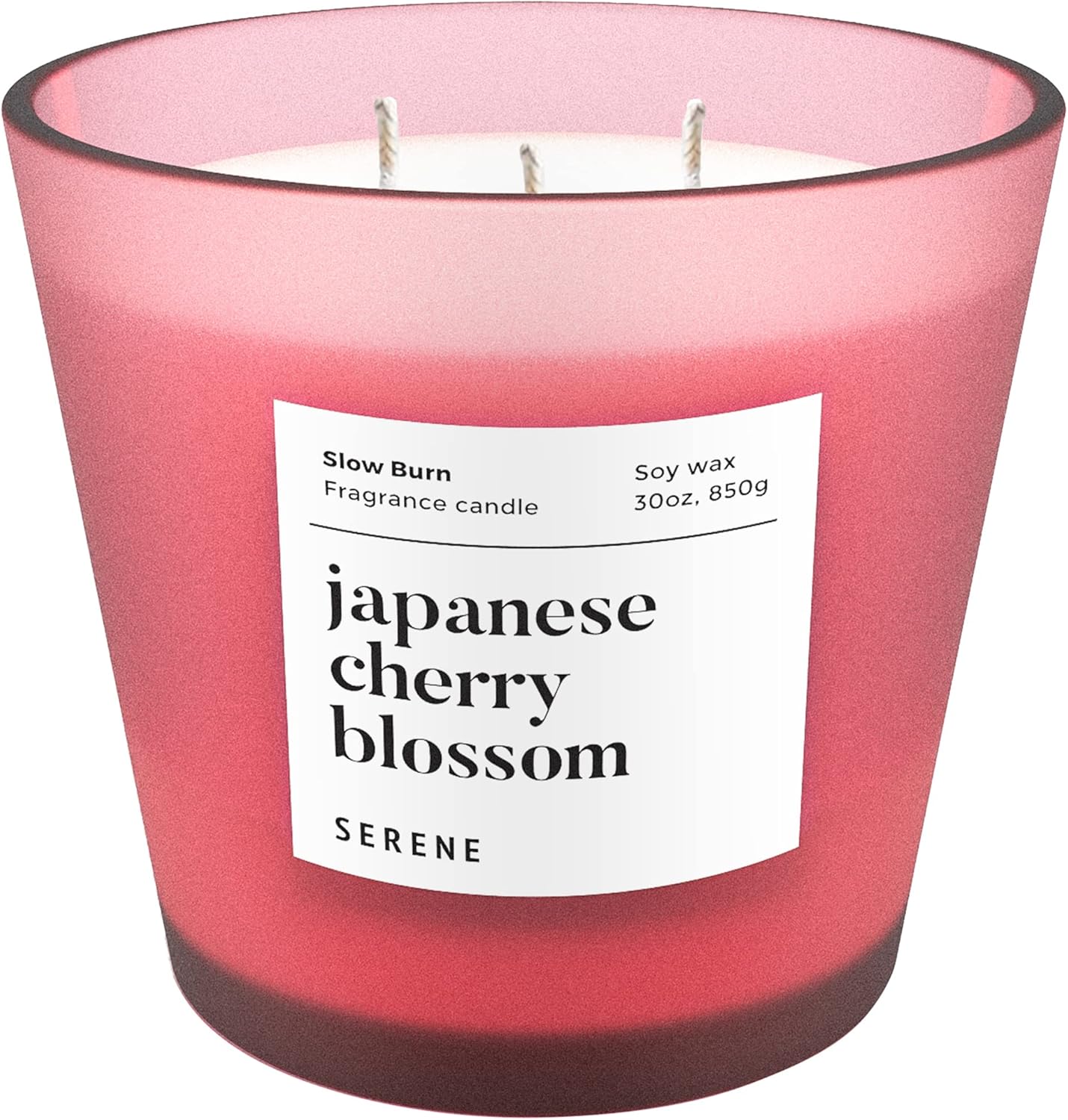 Hidden Label Large Scented Candle, Japanese Cherry Blossom, 30oz 3 Wick Huge Candle, Serene Collection Slow Burn Natural Soy Candles for Home Scented