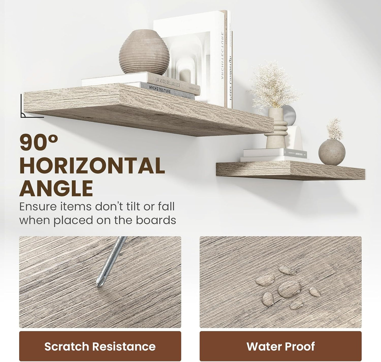 55 Inch Floating Shelves, 11.6 Inch Deep Floating Shelves for Wall, Floating Shelf with Invisible Brackets, Deep Shelves for Bathroom, Bedroom, Living Room, 1 Pack, Grey