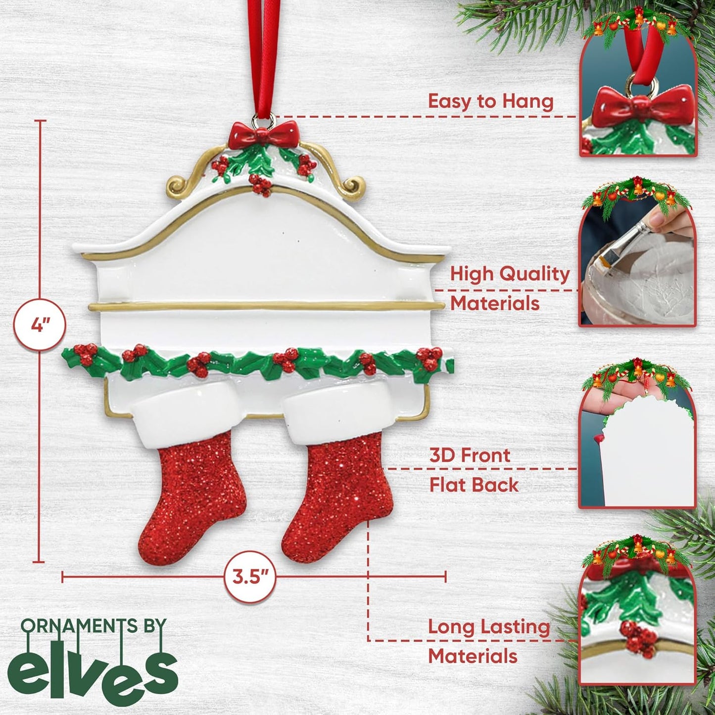 3D Personalized Our First Christmas Ornament 2025 Fireplace Couple Ornaments Mantle Couples Ornament 2025 Family of 2 Stockings Unique for a Couple Ornaments Couples Unique Gifts