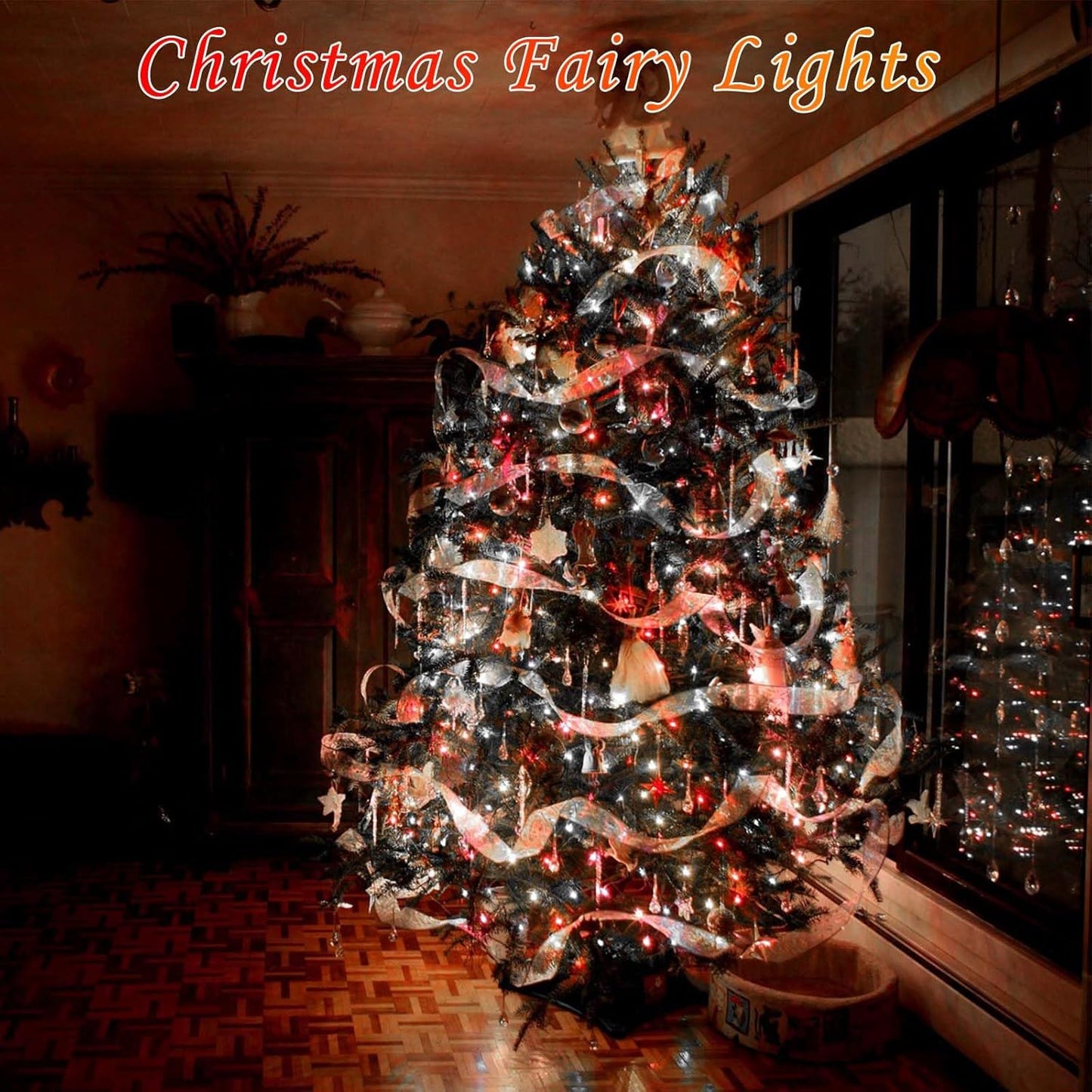 Red and White Bttery Operated Christmas Lights,4 Pack Fairy Lights Battery Operated with Timer,Christmas Tree Lights for Outdoor/Indoor Waterproof,Twinkle Lights for Bedroom Home Christmas Decorations