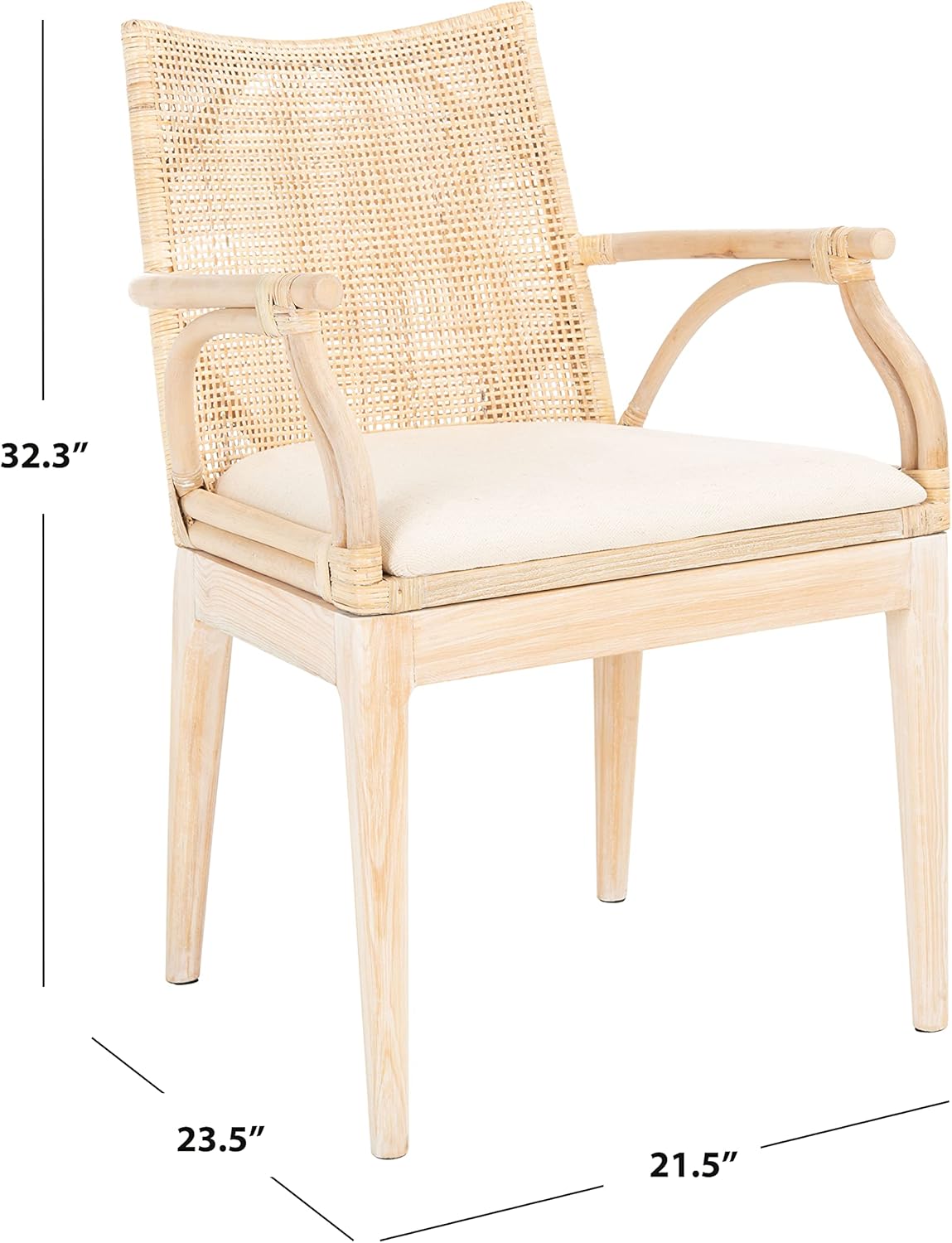 SAFAVIEH Home Collection Gianni Natural Wash/White Cushion Living Dining Room Bedroom Office Foyer Arm Chair SEA4011B