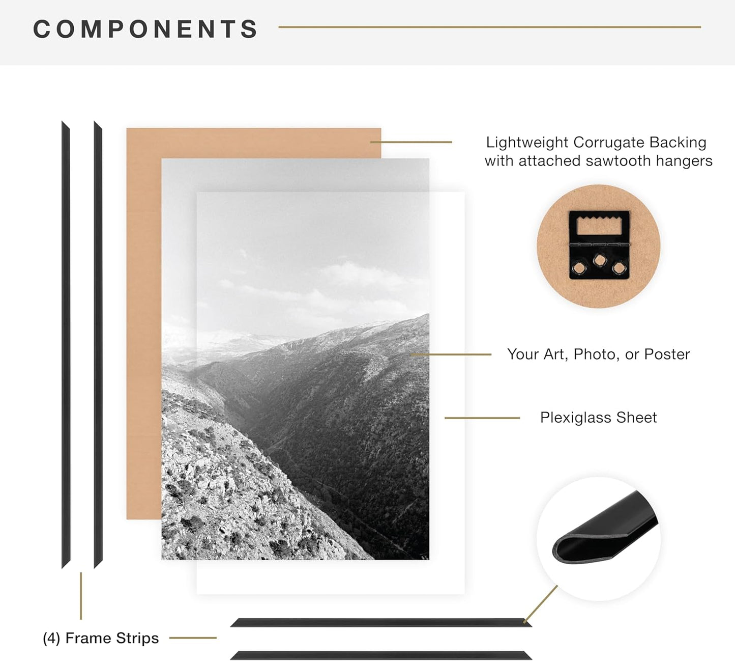 MCS Original Poster Frame 16x20 Black Lightweight Vertical & Horizontal Wall Hanging Large Picture Frame for Posters, Art Prints & Gallery Wall (2-Pack)