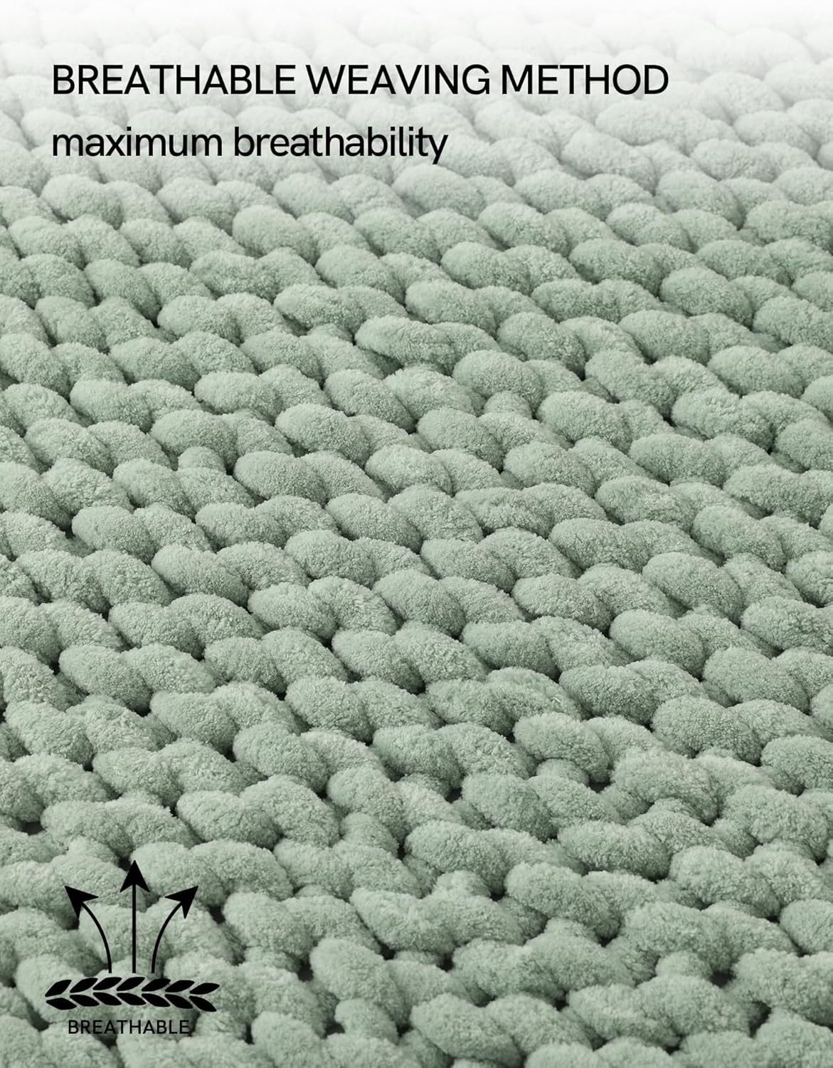 YnM Chunky Throw Blanket, Medium-Weight, Hand Knitted with Chenille Yarn, Skin Friendly, Ventilated and Breathable, Machine Washable, Home Décor Piece for Couch, Sofa and Bed (Sage Green, 40x50 Inch)