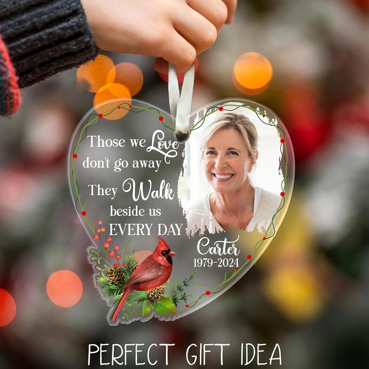 2025 Personalized Memorial Acrylic Ornament – Christmas-Birthday-Anniversary Keepsake for Loss of Loved One – Custom Photo Name Year – in Loving Memory Heart Decoration