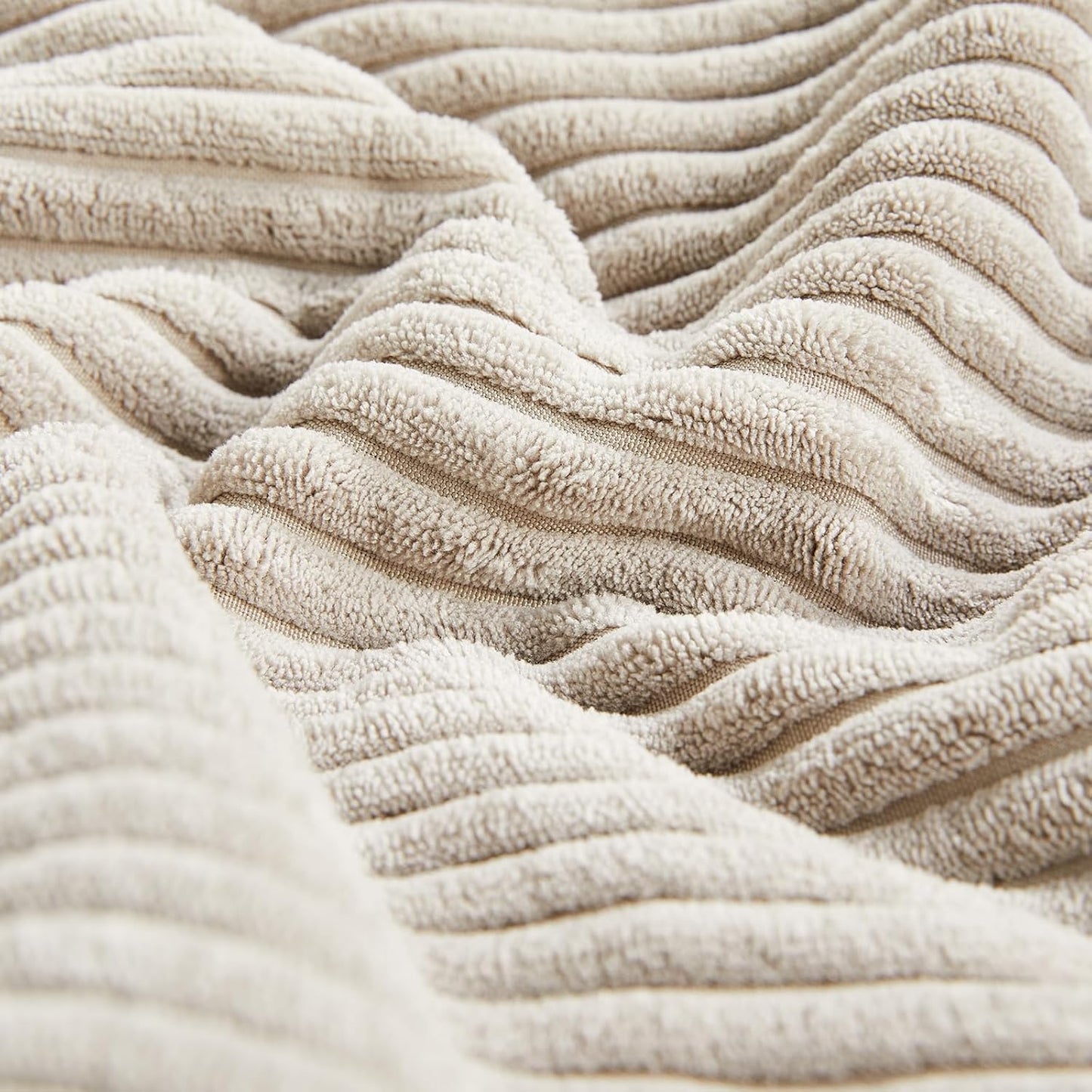 Fancy Homi 2 Packs Neutral Taupe Lumbar Decorative Throw Pillow Covers 14x24 Inch for Living Room Couch Bed Sofa, Farmhouse Home Decor, Soft Striped Corduroy Rectangle Accent Cushion Case 35x60 cm