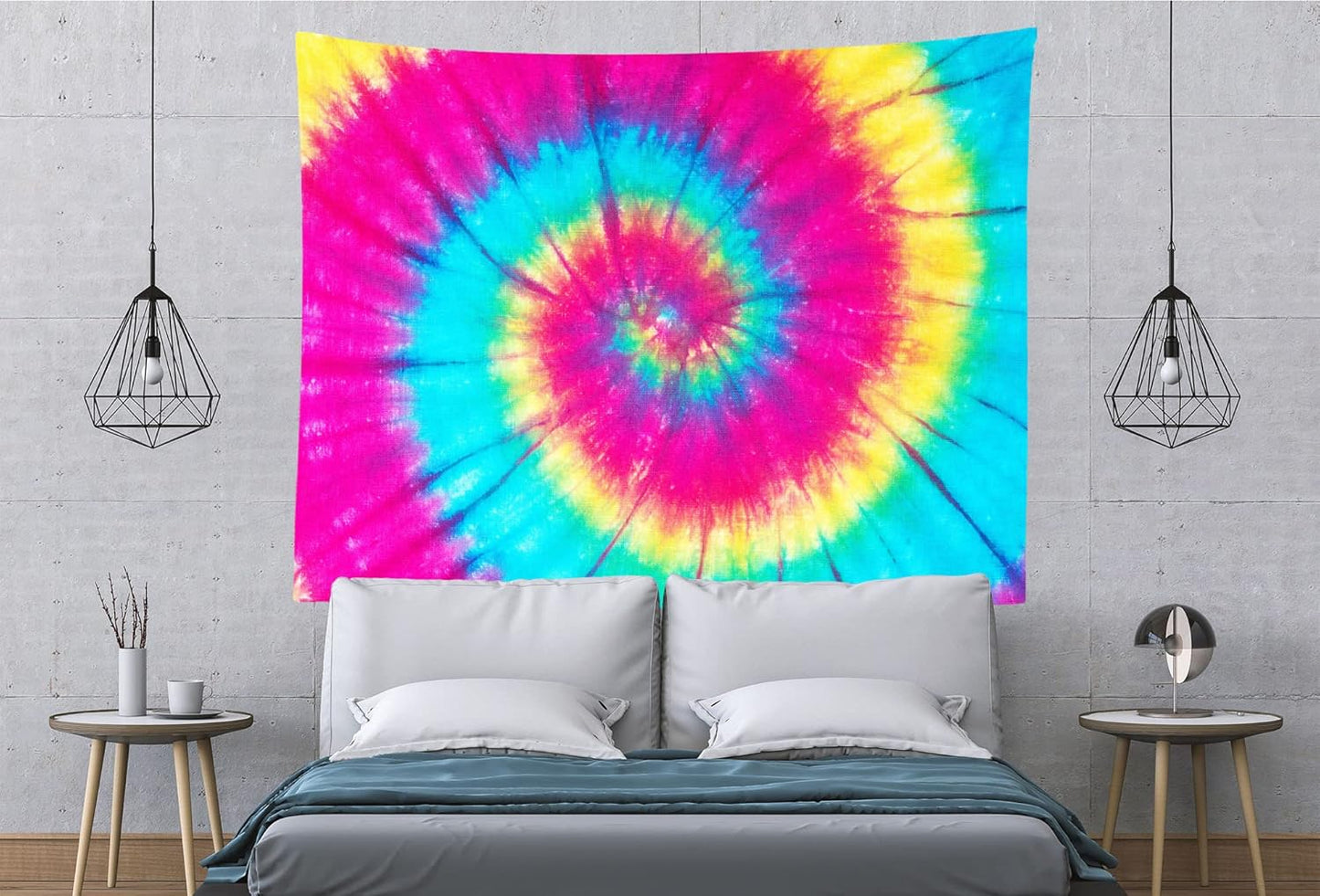 BELECO Tie Dye Tapestry Fabric Wall Hanging 60x40 Inch Groovy Sign Rainbow Tapestry Backdrop Colorful Spiral Tie Dye Party Decorations Tie Dye Art Tapestries for Bedroom Living Room Dorm Decor