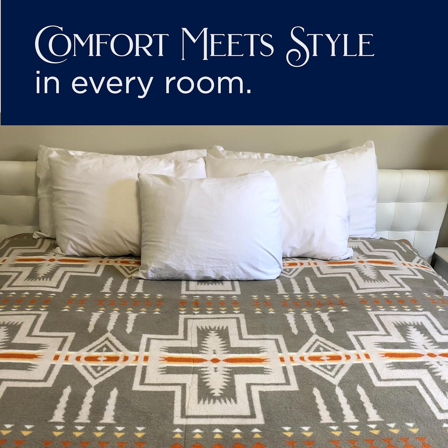 Beacon Blankets Southwestern Agawam Design Throw - 90" x 90" Blanket Only - Premium Plush Blanket Can be Used for Queen or King Size Bed