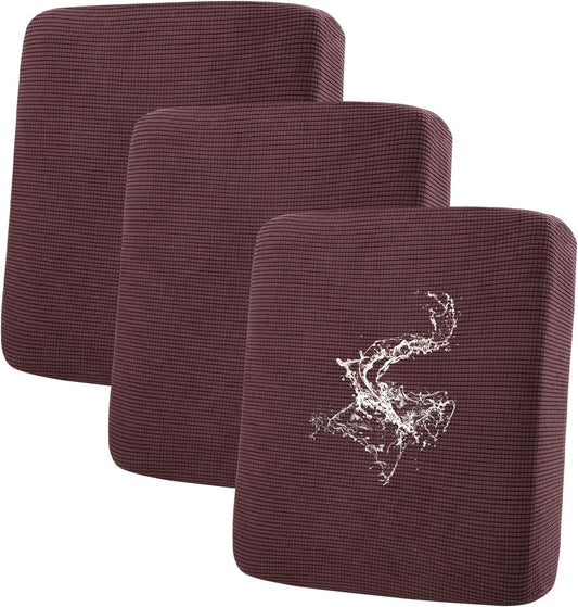 hyha Waterproof Couch Cushion Covers for Pets, Non Slip Sofa Seat Cover for Dogs Washable, Soft Thick Stretch Jacquard Fabric, Sofa Slipcovers with Elastic Bottom (3 Pieces, Chocolate)