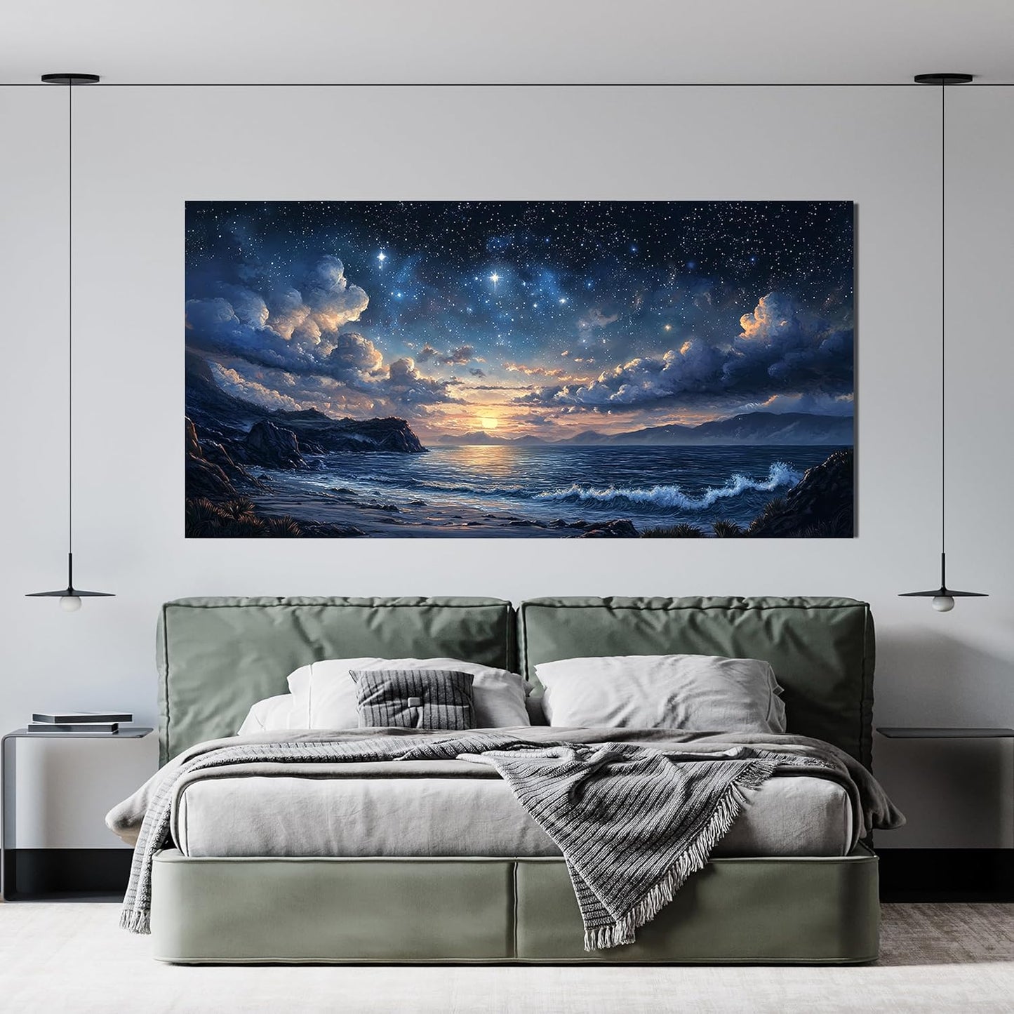 Canvas Wall Art Decor Large Wall Art Pictures for Living Room Canvas Art Wall Decor Landscape Coastal Wall Art Prints Green Artwork for Walls Beachside Art Work for Home Office Wall Decor 24" x 48"