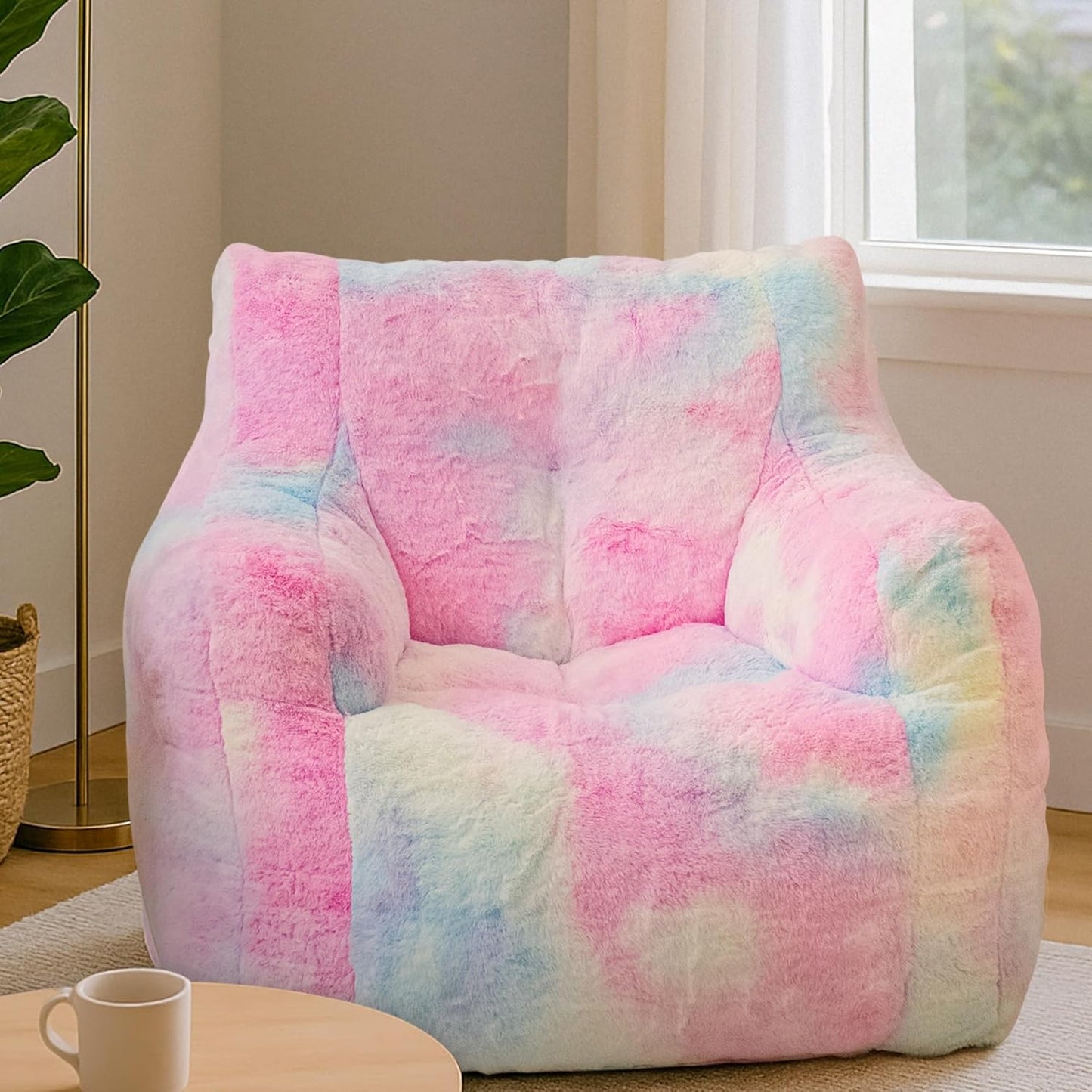 Bean Bag Chairs for Adults Ergonomic Support Reading Floor Sofa Chair with Filler Spacious (Colored, Standard)