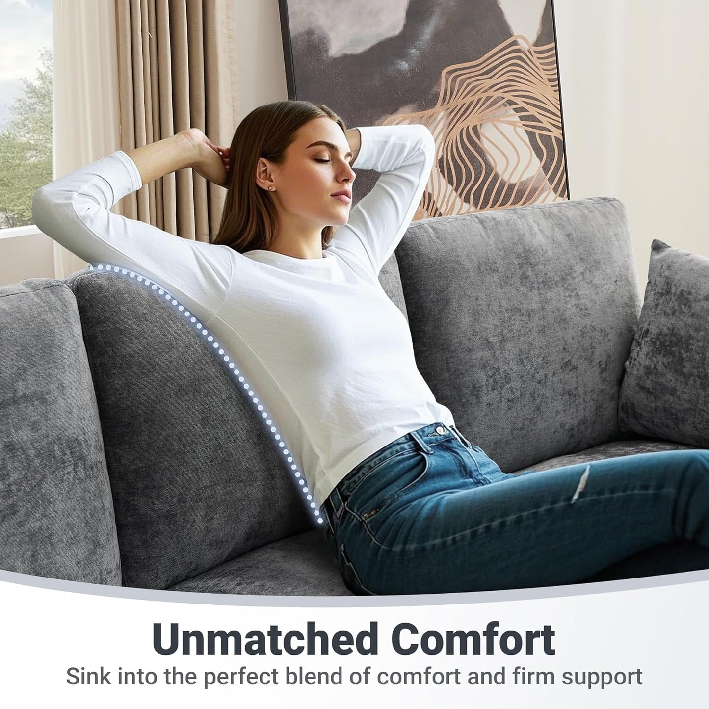 Tbfit Modular Sectional Couch 8 Seat, Cloud Sofa for Living Room,Chenille Sofa Set with Ottoman, Grey