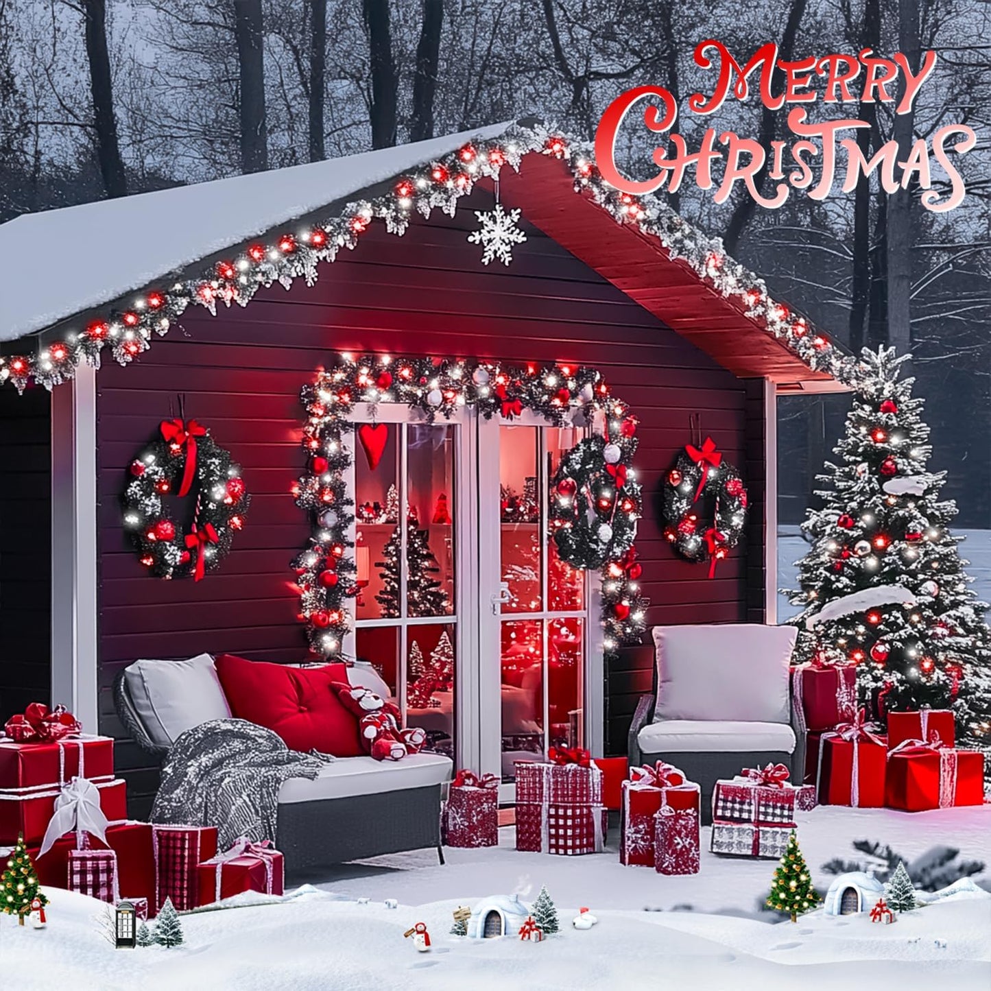 JMEXSUSS 66ft 200 LED Red and White Christmas Lights, Outdoor String Plug-in, Expandable for Tree Outside Party Home Decorations