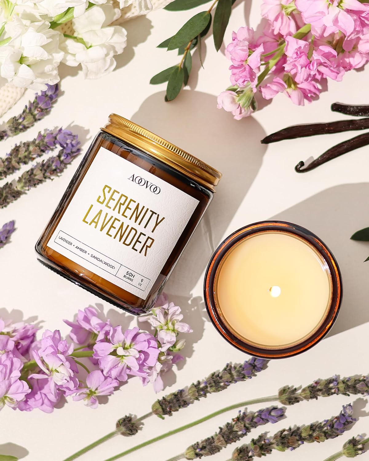 AOOVOO Scented Candles - 4PC Candle Set, 36 oz Soy Candles, Soy Candle for Home Scented, Lavender/Vanilla/Eucalyptus/Sage