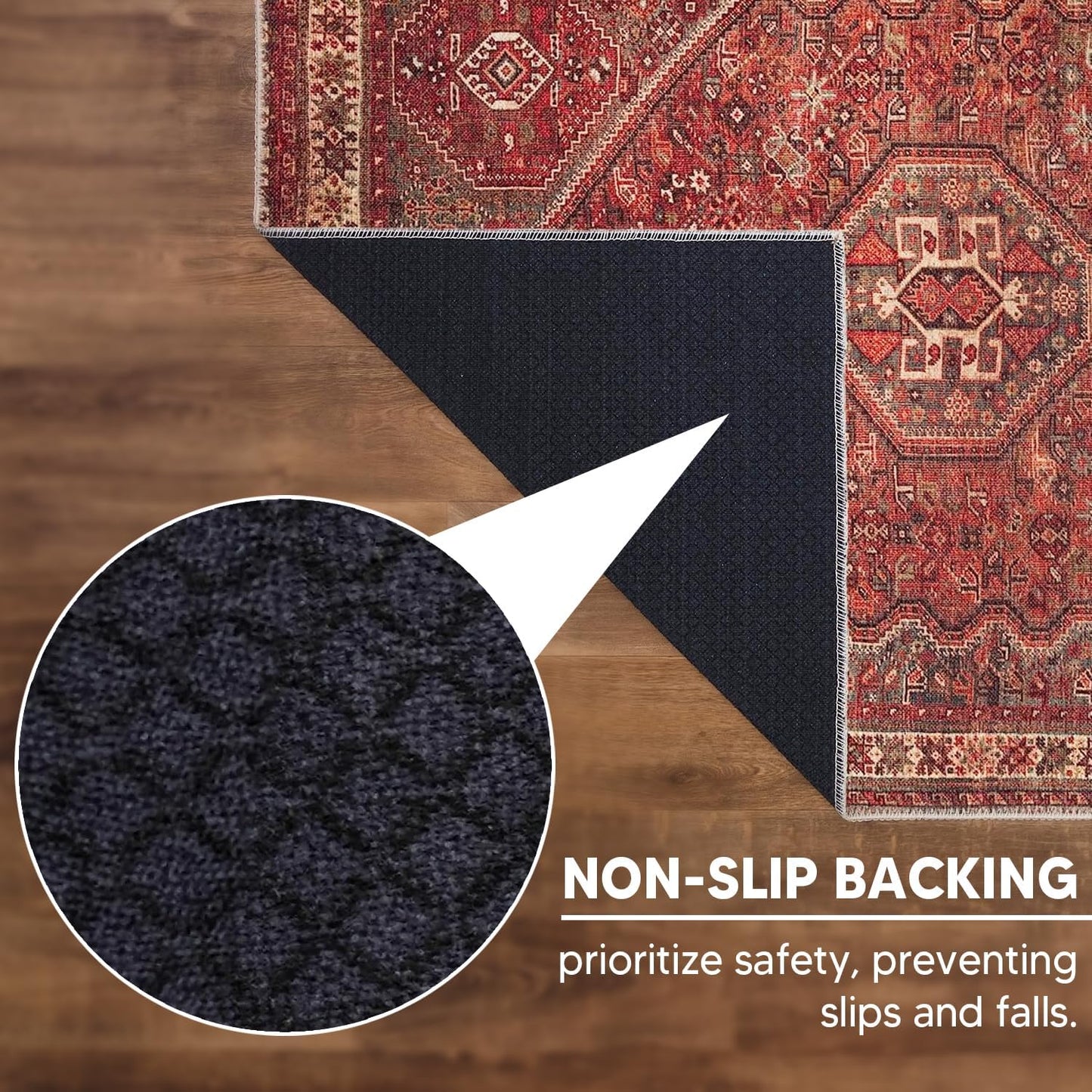 Keen Home Design 10x14 Rug - Machine Washable Area Rug with Non-Slip Backing, Ideal for Living Room, Dining Room, Bedroom - Vintage, Easy Clean, Durable, Low Pile Rug - (9'7" x 14')
