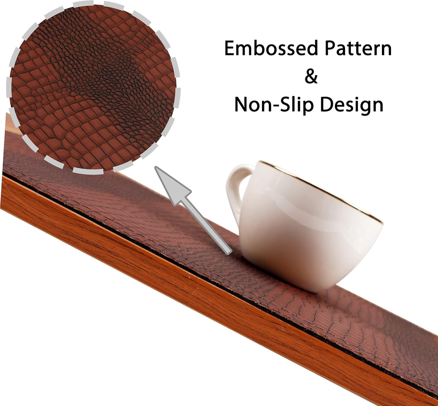 Faux Leather Hardboard Placemats, Set of 6 PU Table Mats, Easy to Clean, Heat & Stain Resistant for Office Conference Table, Dining Home Decor, Brown