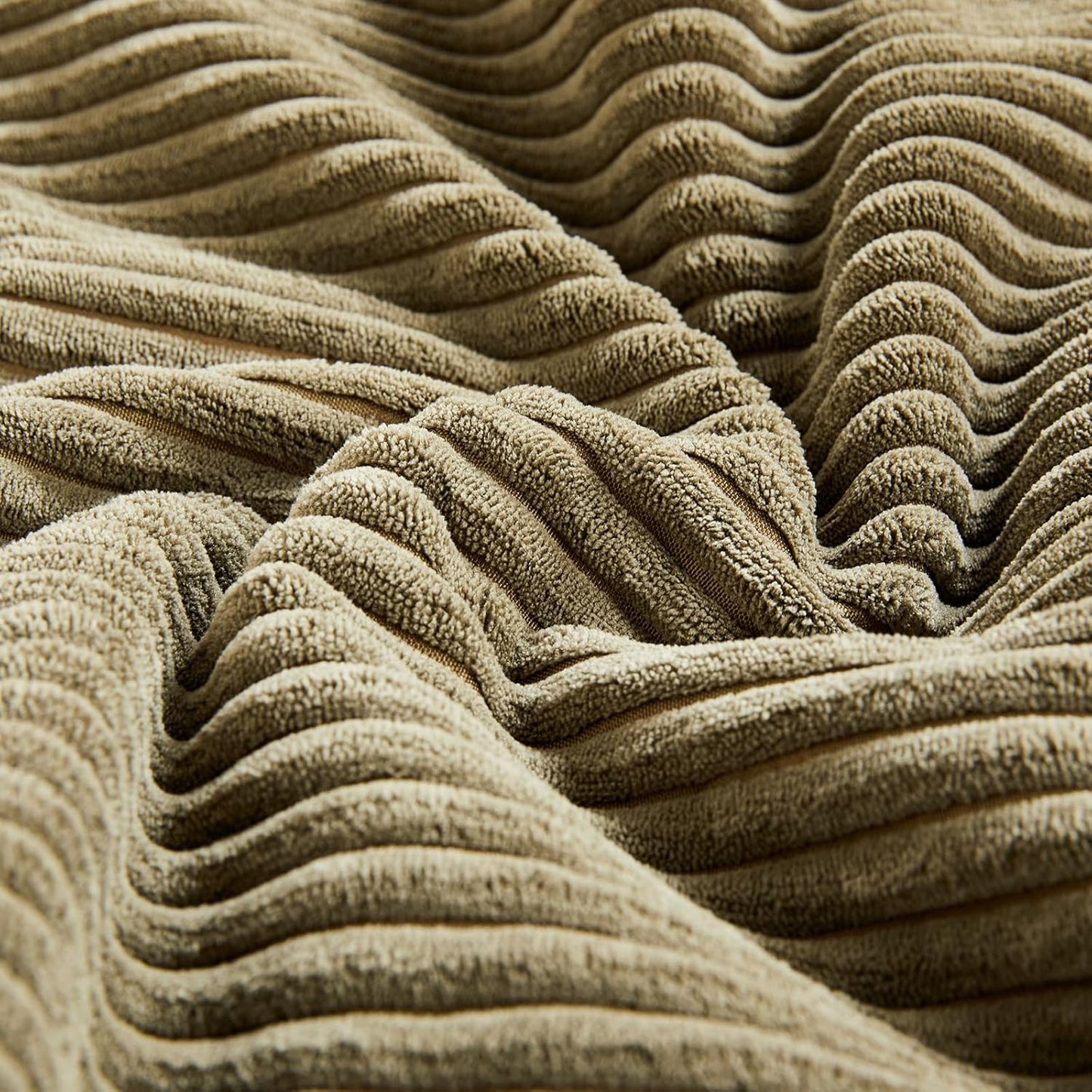 Fancy Homi 2 Packs Olive Green Big Decorative Throw Pillow Covers 24x24 Inch for Living Room Couch Bed, Rustic Farmhouse Boho Home Decor, Soft Corss Corduroy Patchwork Accent Cushion Case 60x60 cm