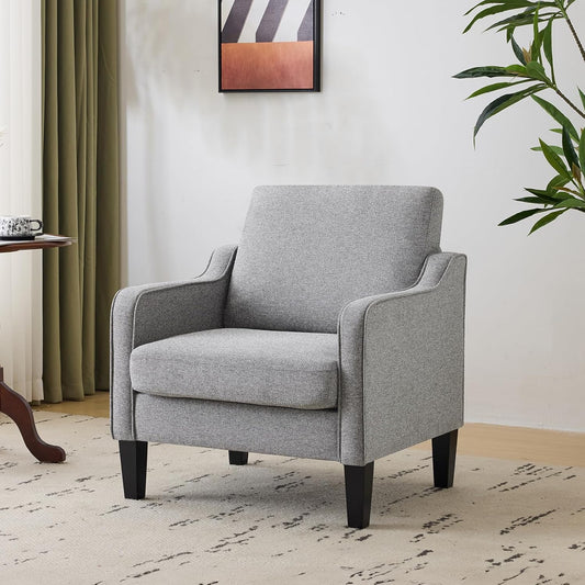 VINGLI Accent Chairs for Living Room Mid Century Modern Chair Sofa Chair Upholstered Arm Chair with Scooped Arms for Bedroom, Apartment, Office, Studio, Waiting Room, Play Room