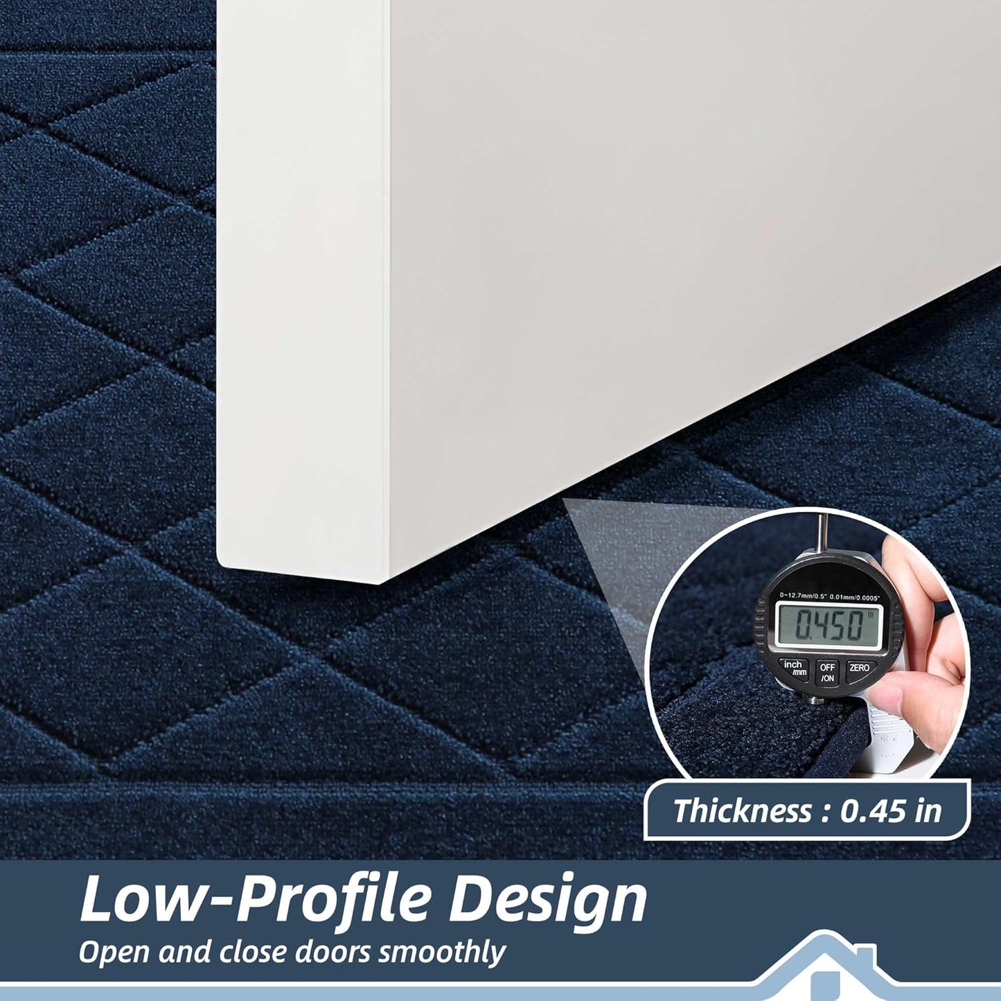 BEQHAUSE Dirt Trapper Door Mat 36" x 60", Doormat Non-Slip Entryway Rugs Washable, Dog Door Mat Stain Resistant and Absorbent Welcome Floor Mat for Front Back Door, Muddy Wet Shoes & Paws, Navy Blue