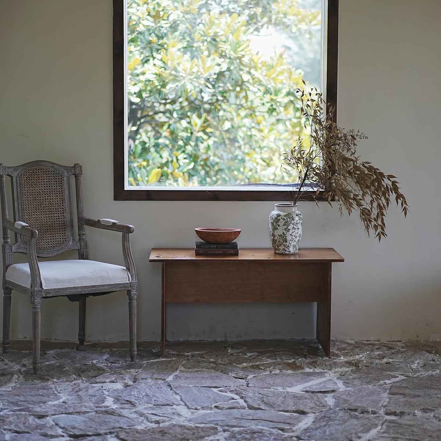 Hand Carved Wooden Decorative Bowl for Home Entryway Decor, Wood Centerpiece Bowl for Coffee Table Decor, Wood Dough Bowl for Farmhouse Decor (Mahogany)