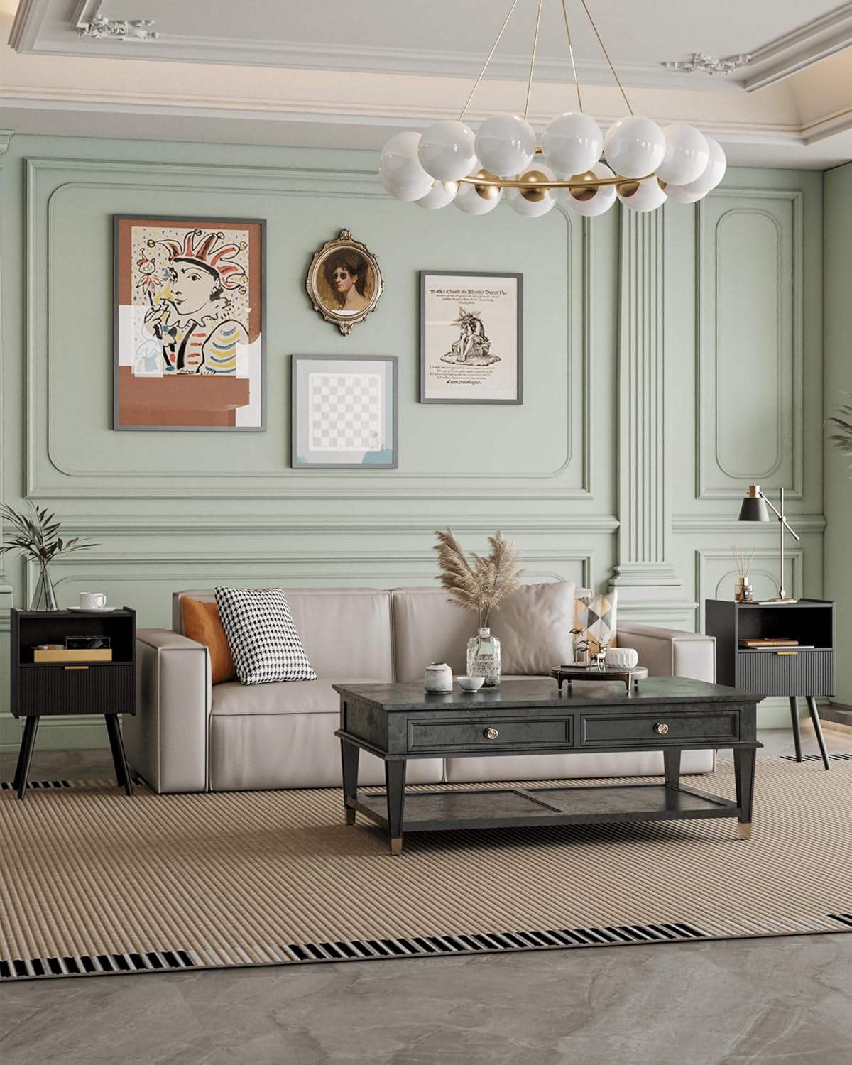 Nightstand,Modern Bedside Table with Storage Drawer and Open Wood Shelf, Accent Night Stand with Solid Wood Legs for Living Room, Bedroom and Small Spaces,Easy Assembly (Black)