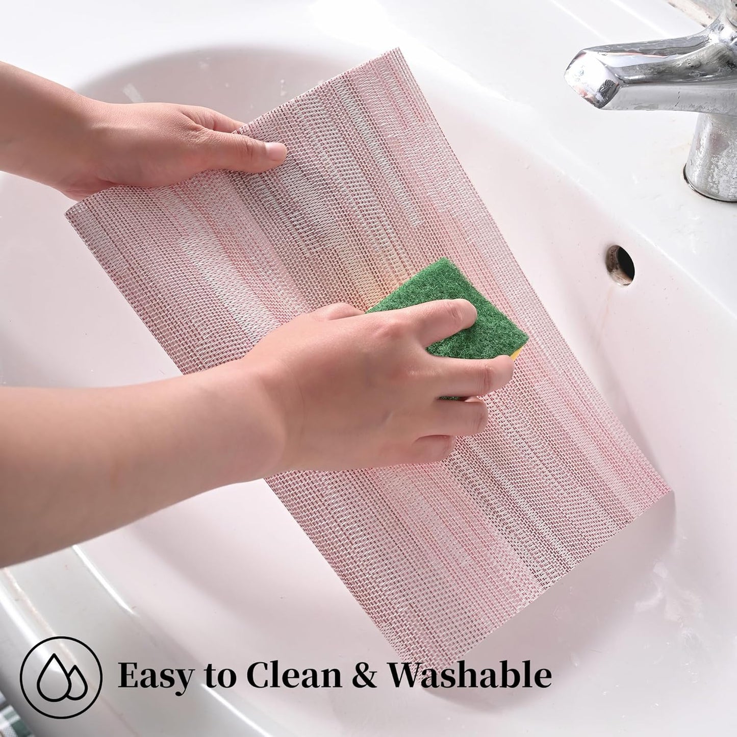 Leetaltree Misty Rose Placemats Set of 6 - Heat Resistant Non-Slip Place mats for Dining Table, Washable Durable PVC Vinyl Woven Table Mats（Misty Rose, 6）