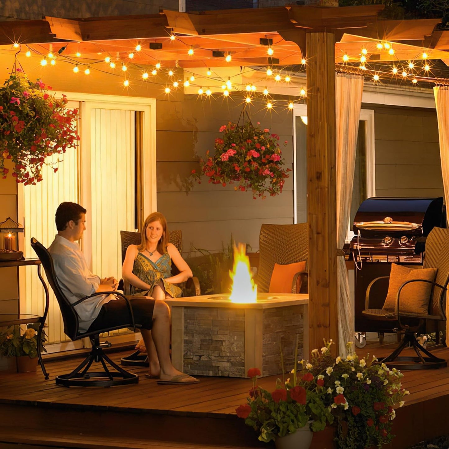 Outdoor String Lights 150FT with Remote Dimmer, G40 Globe LED Patio Lights with 75 Edison Plastic Bulbs(4 Spare), Waterproof Connectable Hanging Lights for Backyard Porch Balcony Yard Deck Party Decor