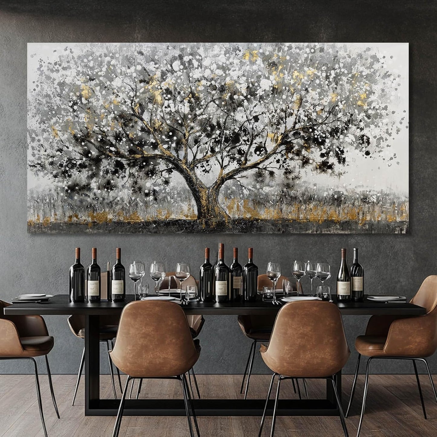 SDYA Tree Prints for Wall Decor Gold Large Paintings Vintage Home Decor 29"x58" Kitchen Pictures for Wall Artwork for Living Room