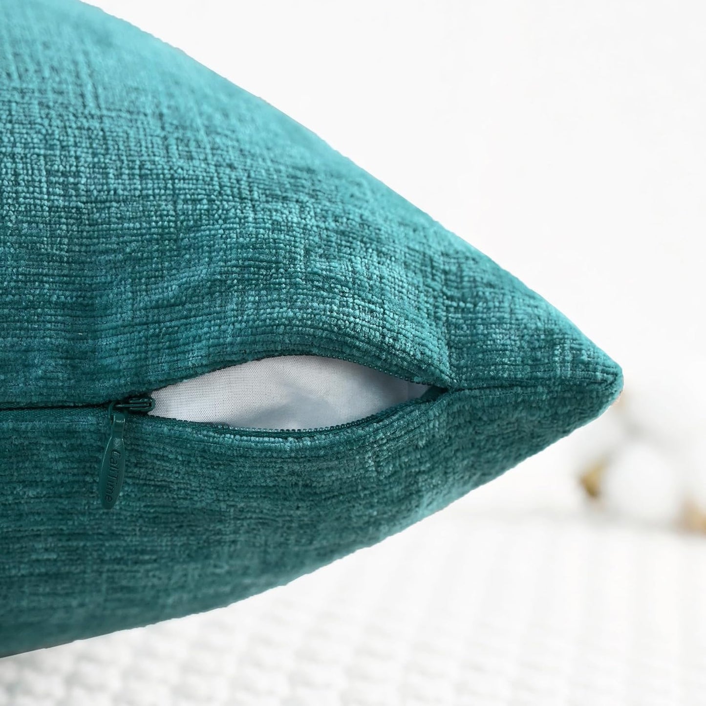 CaliTime Throw Pillow Covers Decorative 18 X 18 Inches Pack of 4 Cozy Chenille Cushion Cases for Couch Sofa Bed Living Room Home Teal