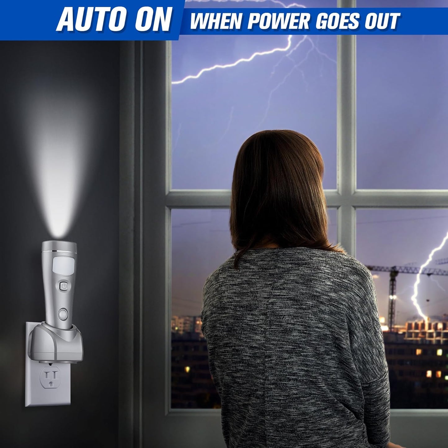 Enhon 6 Pack 4 in 1 LED Emergency Lights for Home Power Failure, Rechargeable Plug in Flashlight Motion Sensor Night Light, Automatic Turn On Power Outage Light for Home Hurricane Supplies