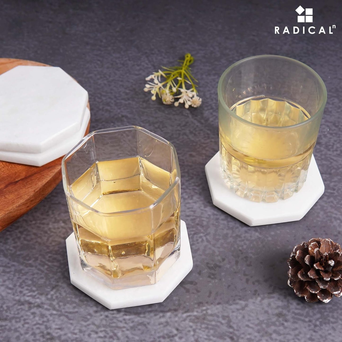 Radicaln Marble Coasters Star 3.5" Inches White Handmade Marble Drink Coasters for Home and Kitchen, Drink Coaster Set of 6, Ideal Coaster for Drink