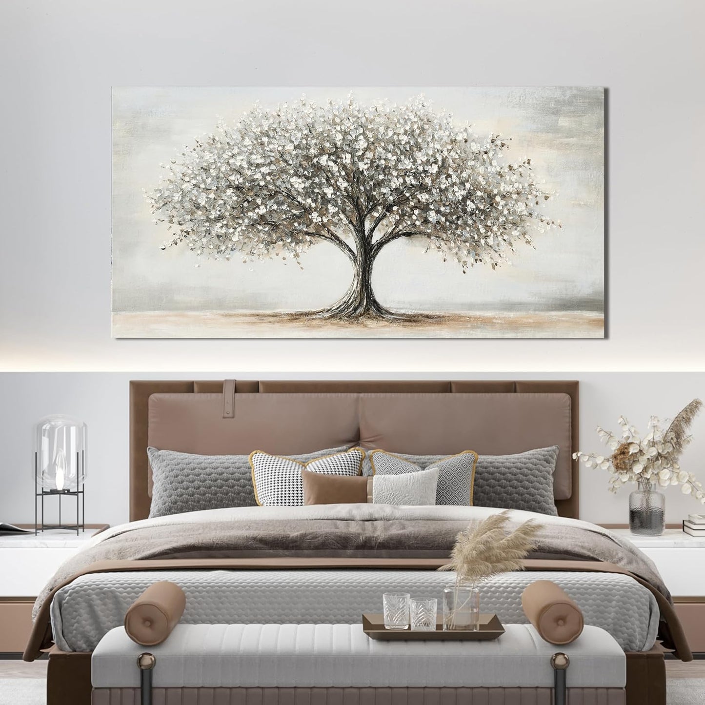 Canvas Wall Art Decor Canvas Art Decor Tree of Life Art Modern Black and White Wall Art Prints Large Artwork for Walls Pictures for Living Room for Bedroom Office Wall Decor 24" X 48"