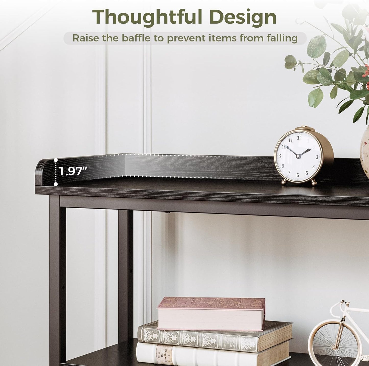 IRONCK Console Table, Sofa Table with Power Outlet, Farmhouse Hallway Table for Entryway, Living Room, Height Adjustable, Easy Assembly, Vintage Black,55"