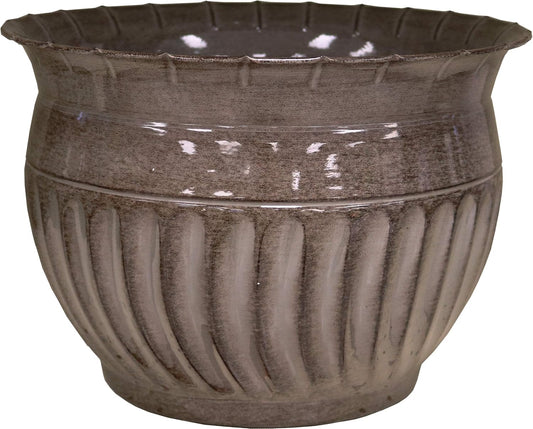 Headwind 12" Sutton -Rosewood Brown, Ironstone Metal Planter Pot. Indoor Outdoor Use