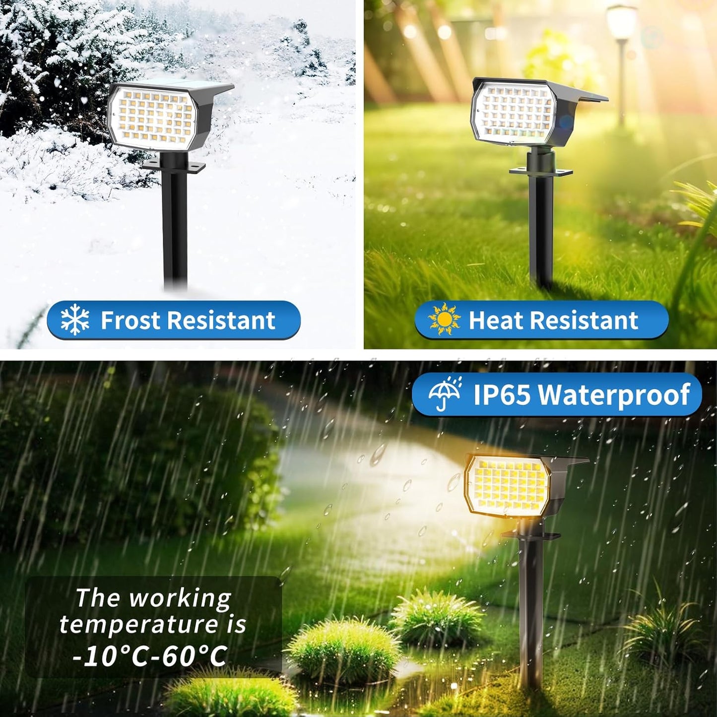 Solar Spot Lights Outdoor 6 Pack, [46 LED/3 Modes] Solar Landscape Spotlights Waterproof, 2-in-1 Auto On/Off Solar Powered Lights for Outside Yard Garden Wall Pathway(Warm White)