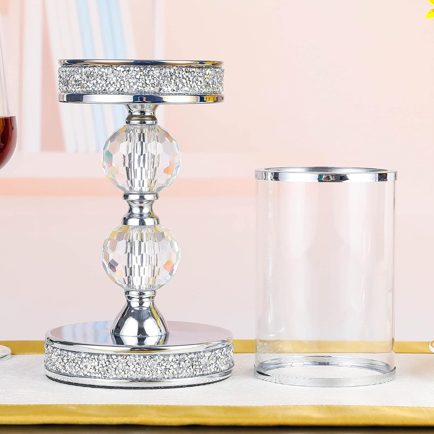 Candle Holders for Pillar Candle, Pillar Crystal Candle Holders, Candlesticks Holder for Wedding, Dining Coffee Table, Centerpieces, Home Decor CH00XM