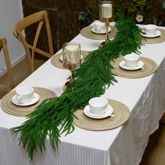 Artificial Norfolk Pine Garlands, Artificial Christmas Pine Tree Wreath, Artificial Greenery Garland for Christmas Holiday Indoor Home Decor (9FT)