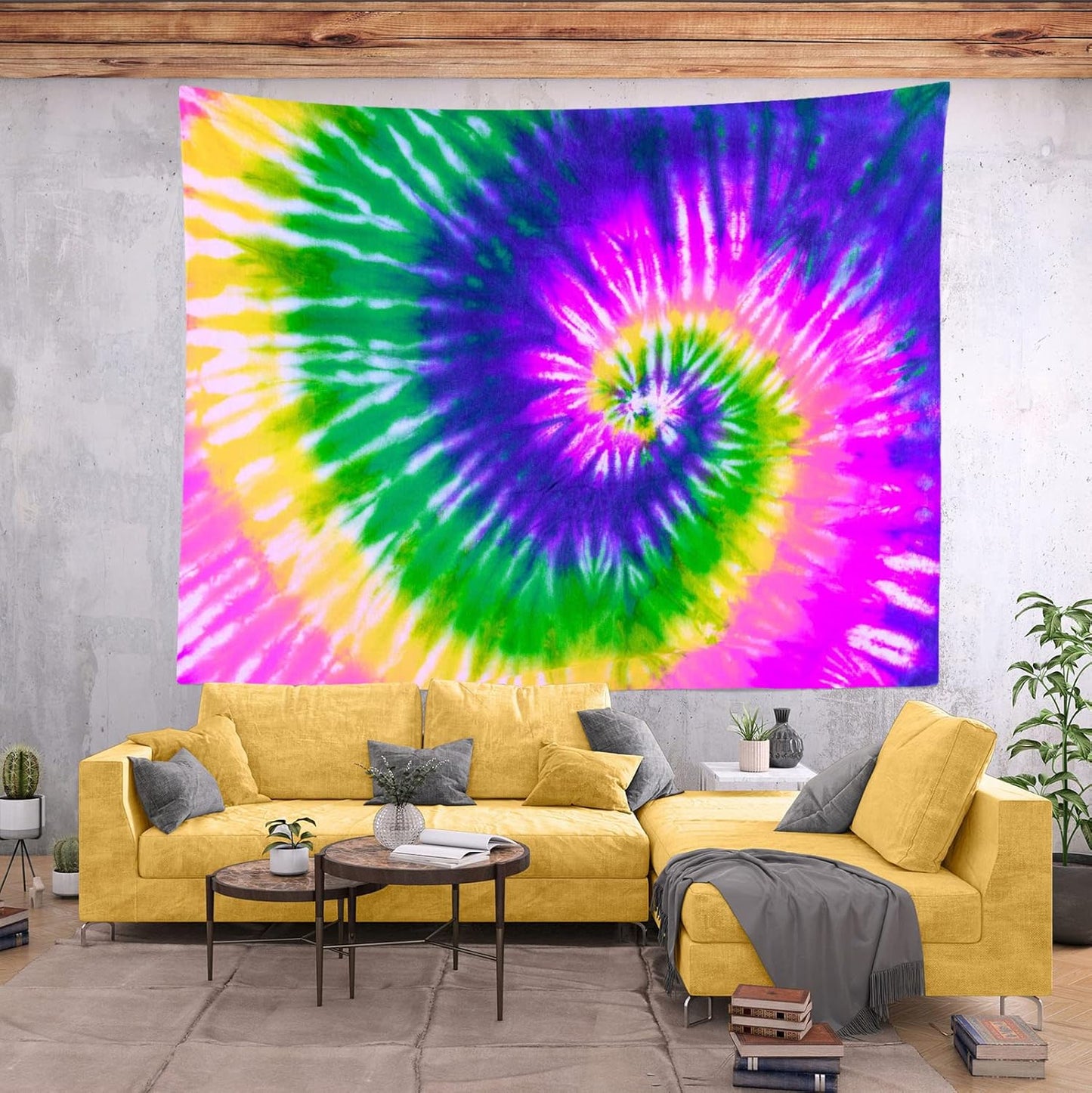 BELECO Tie Dye Tapestry Fabric Wall Hanging 80x60 Inch Hippie Tapestry 60's Tie Dye Wall Decor Watercolor Rainbow Spiral Tie Dye Art Tapestries for Bedroom Living Room Dorm Home Decor